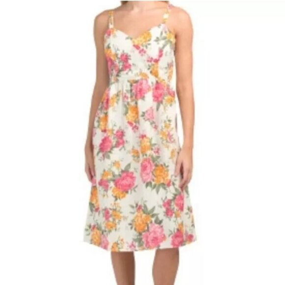 Cynthia Rowley 100% Linen Candy Rose Summer Sundress Size 6 - Picture 1 of 7